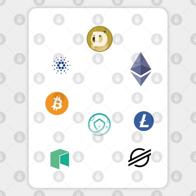 Cryptocurrency Logos Magnet by DiegoCarvalho